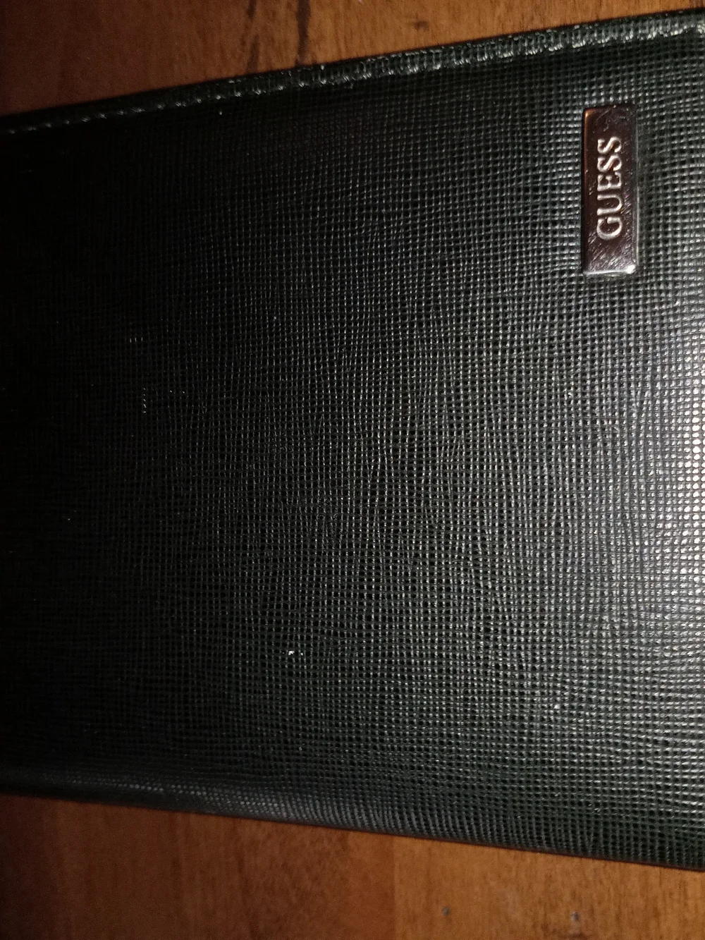 GUESS Black Textured Passport Wallet